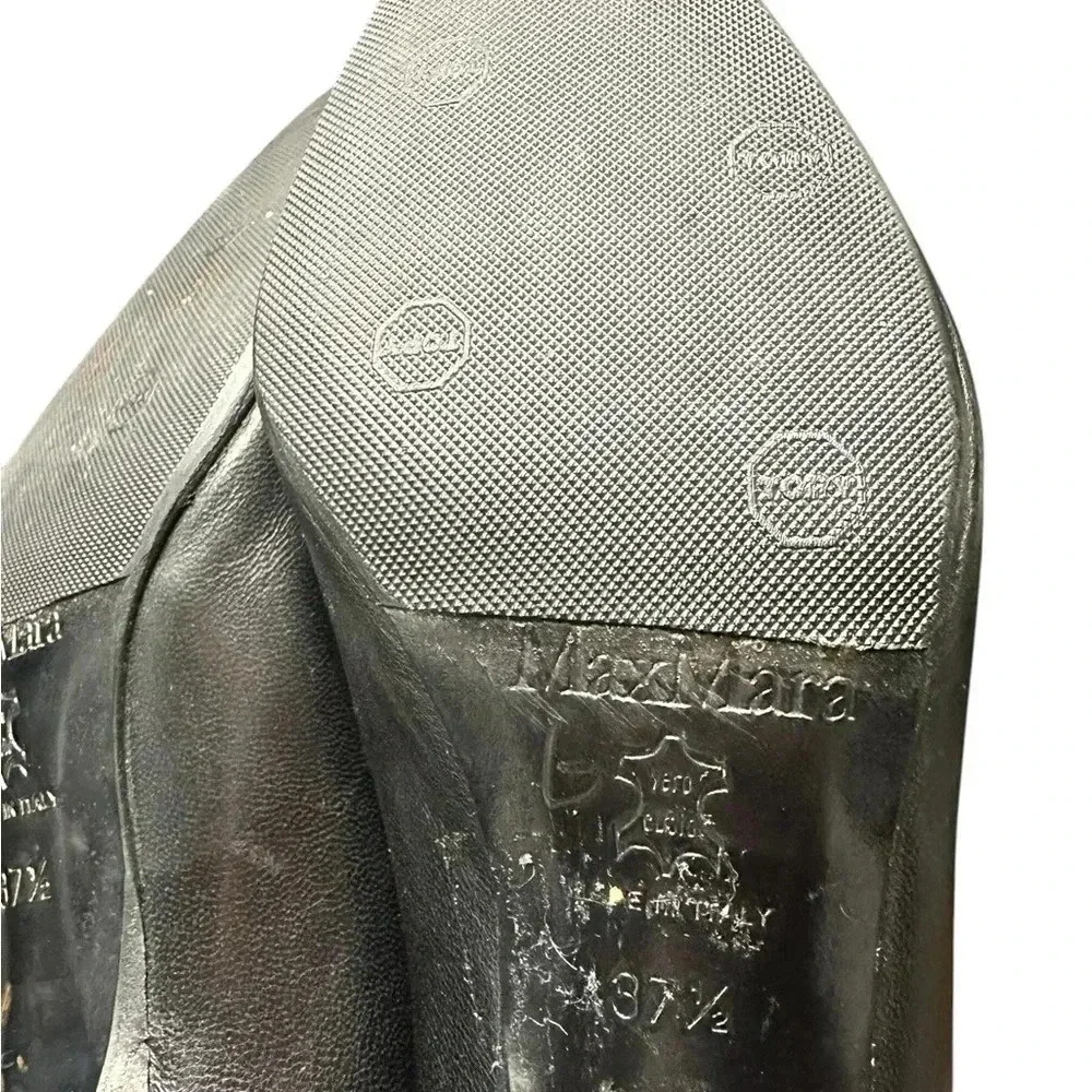 MaxMara Black Leather Kitten Heels Women's Shoes - Picture 6 of 6